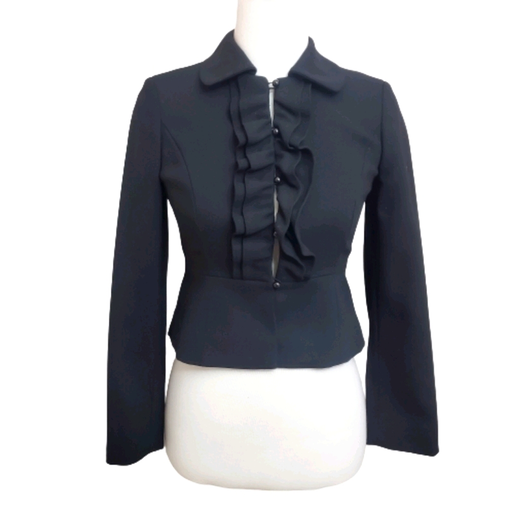 ❣HP❣ Loft Ruffle Front Cropped Peplum Jacket - Picture 1 of 10